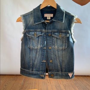 Classic GUESS Destroyed Denim Trucker Vest